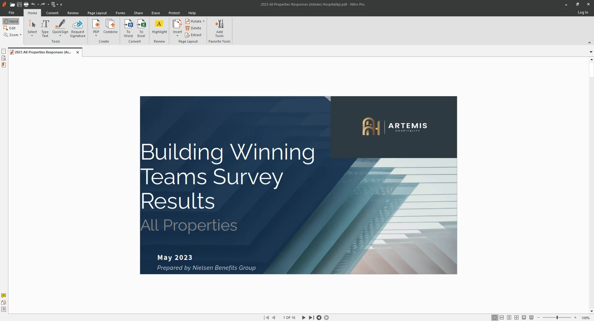 Artemis Hospitality Building Winning Teams Survey